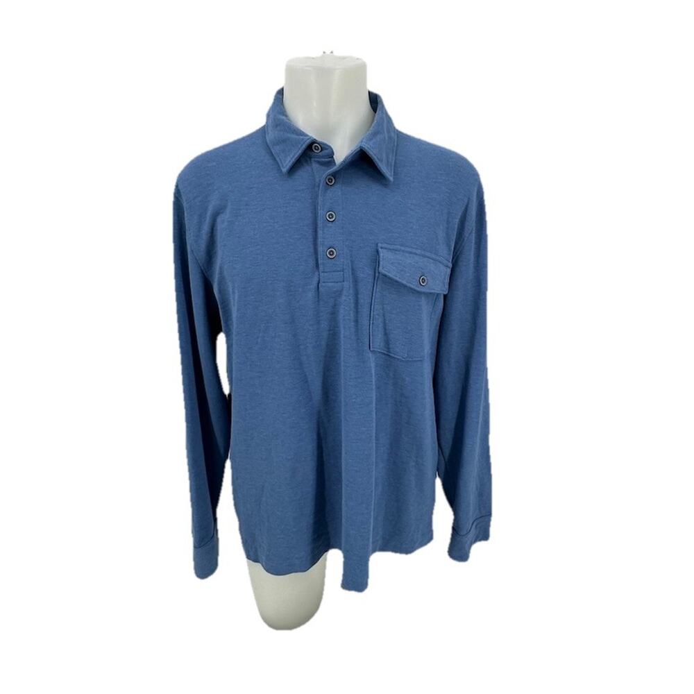UNTUCKit Matthieu Sweater Mens Large Blue Long Sleeve Pocket Knit Shirt